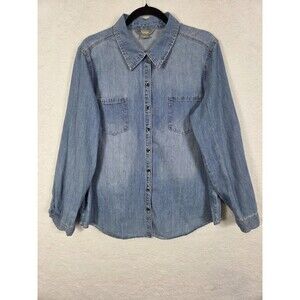 Natural‎ Reflections Denim Top Shirt XL Blue Western Grunge Cotton Casual Rodeo
